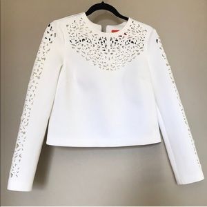 Clover Canyon White Laser Cut Long Sleeve Blouse